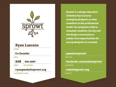 Sprowt Business Cards adelle brown business cards green leaves plant