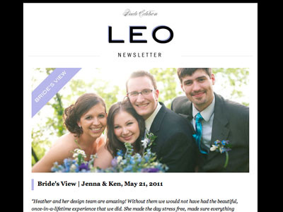 Leo Newsletter for Brides blast campaign design email identity