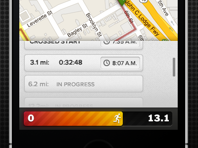 Half Marathon Progress Bar app iphone orange progress progress bar red