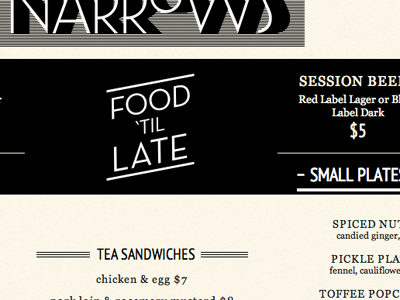 Narrows Menu food menu wordpress