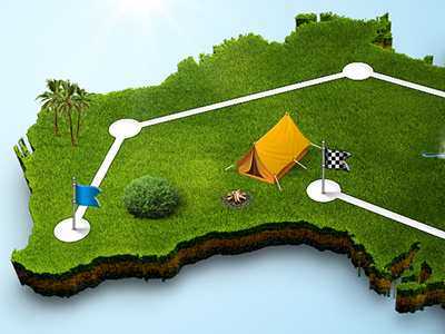 Oz 3d australia camping fun map photoshop render texture playing vector