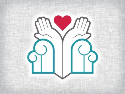 Logo Sample - "Rising Above" clouds hands heart identity logo vector