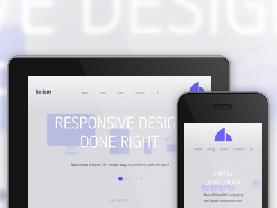 Heliom Responsive Website identity ipad iphone navigation netto web proxima nova condensed responsive website