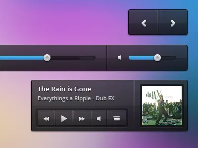 Transparent Ui black blue gradient interface music player scrollbar shading transparent ui