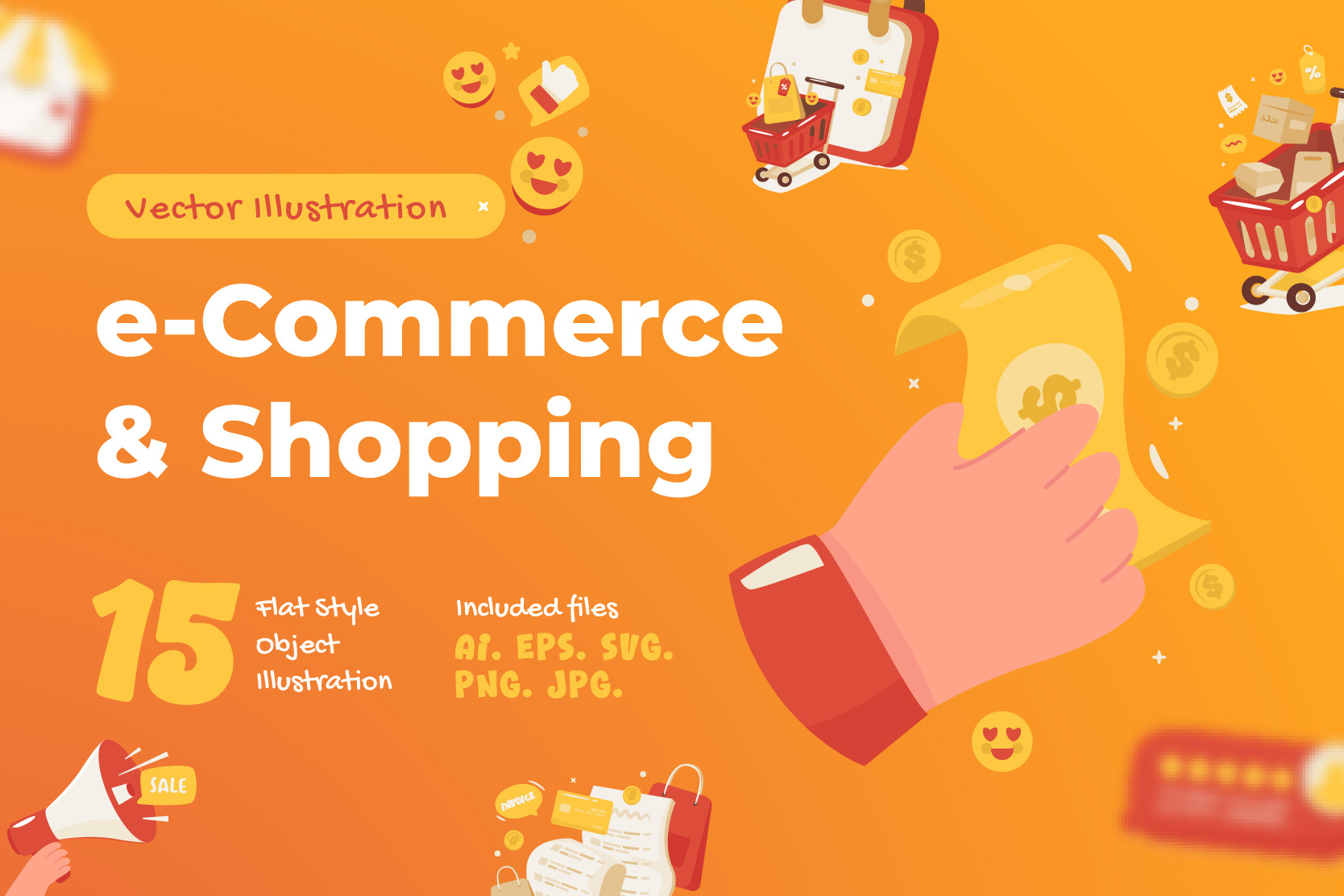 Shopping Vector Illustrations application business cartoon character design ecommerce graphic design illustration marketing marketplace object online store promotion retail shopping ui vector