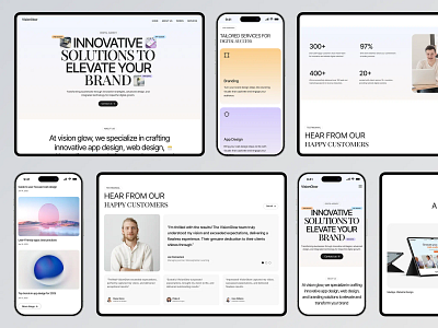 VisionGlow Digital Agency Website agency landing page agency ui design company creative agency creative direction design digital agency landing page portfolio ui web web design webdesign website