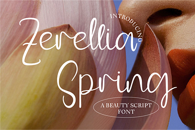 Zerellia Spring - Beauty Script artistic typography branding chic design creative font elegant typography feminine touch floral inspiration font font design handwritten charm modern modern calligraphy romantic design script font sophisticated style spring inspired typeface typography typography love wedding style