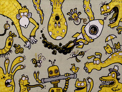 yellow doodle cartoon doodle illustration yellow