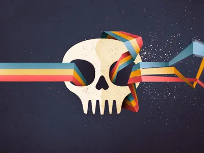 Die Rainbows! illustration rainbow ribbon skull