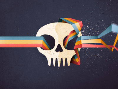 Die Rainbows! illustration rainbow ribbon skull