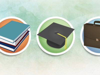 Books, Cap & Briefcase icons