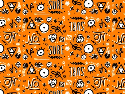 Creeper Doodle messy orange pattern