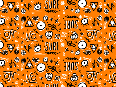 Creeper Doodle messy orange pattern