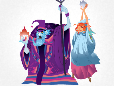 Wizard and Princess character fantasy magic princess vector wizard