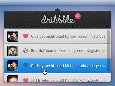 Dribbble Activity activity app design dribbble hover ui
