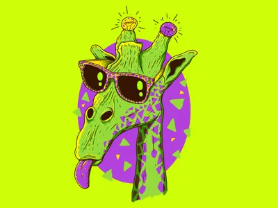 Giraffeo 13mu animal fun giraffe glasses hipster lightbulb lips print t shirt эцилопп