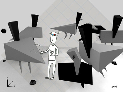 2d+3d=5d 3d art ilustration