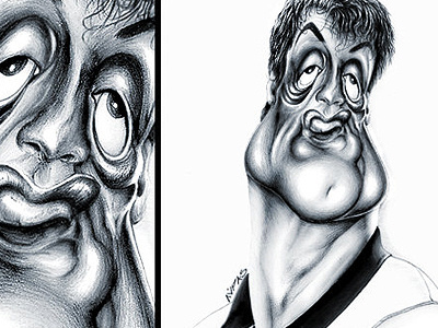 Sylvester Stallone art black caricature george lyras illustration ink painting paper rocky sylvester stallone