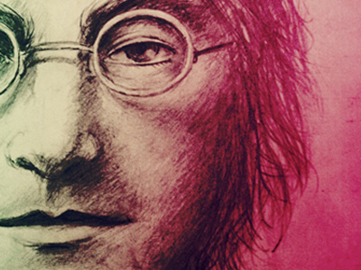 Imagine beatles graphite john lennon retro sketch