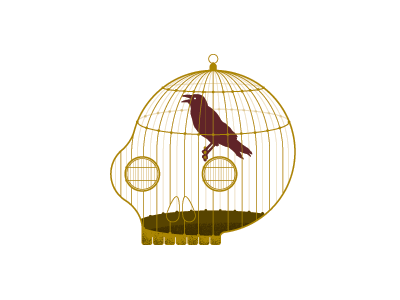 Skull a day #2 bird cage crow gold illustration skull