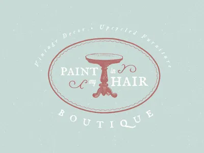 Paint in my Hair Boutique - final boutique furniture logo table