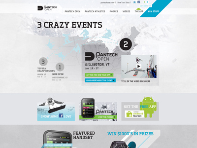 Pantech Winter Microsite Events map neon snow sports textures web design white winter winter sports