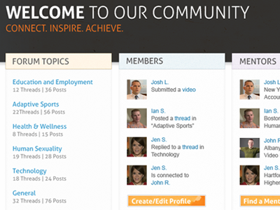 Our Ability Community page social community web design