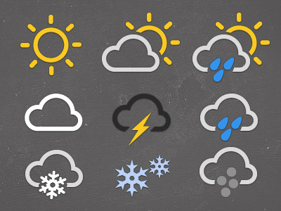 Weather Icon Set WIP cloud frost hail icon rain snow sun thunder weather