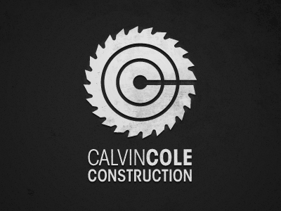 Calvin Cole Construction black and white bw construction logo saw