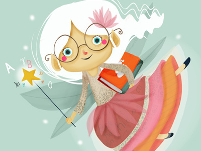 Bookfairy digital fairy illustration