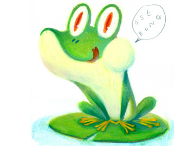 Frog bear character illustration oil pastel ssebong