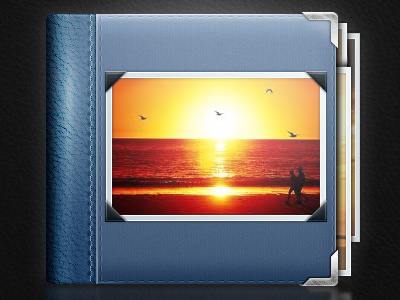 Album Icon WIP album blue cover gallery icon leather pattern photo photos picture stitching sunset textures