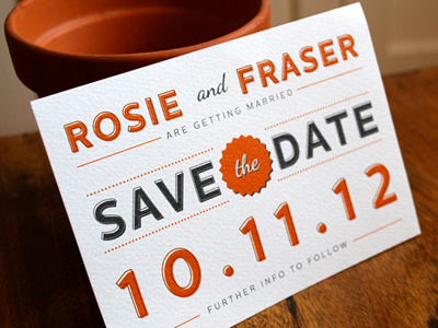 Fraser Rosie Dribbble burnt orange graphic design save the date stationery typography