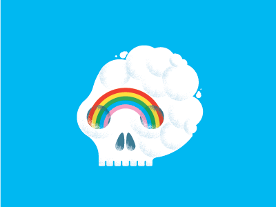 Skull a day #3 cloud illustration rainbow skull sky texture