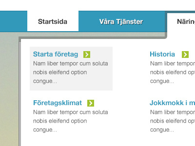 Dropdown menu blueish green web design website