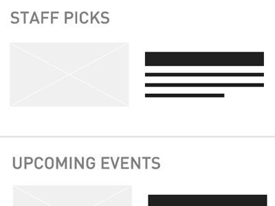 Staff Picks wireframe