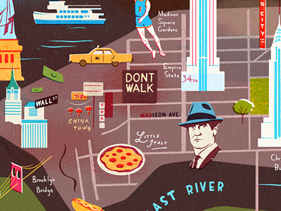NYC china town empire state little italy mad men map new york pizza radio city taxi wall street