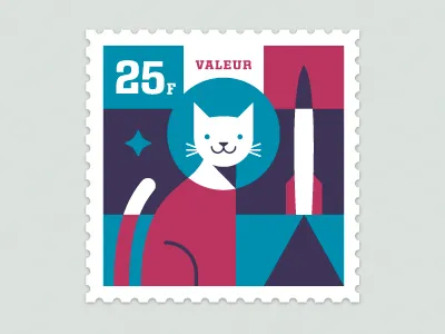Space Animal Stamp Series - Félicette illustration stamp
