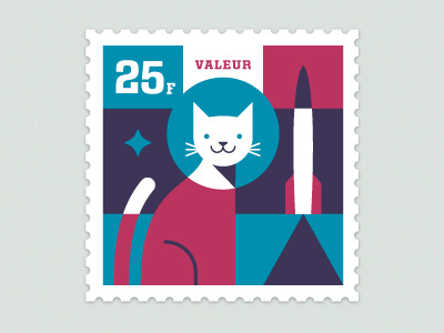 Space Animal Stamp Series - Félicette illustration stamp