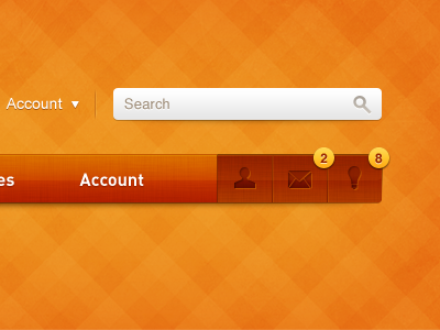 Main navigation concept bulb indicator menu message nav navigation orange search texture user yellow