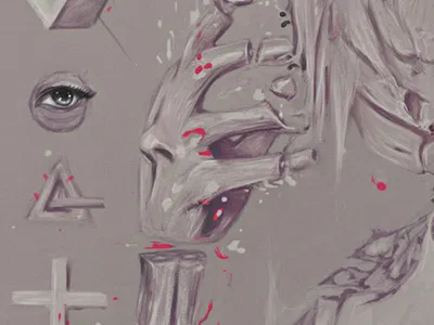 destruction abstract body character crazy destruction digital experimental melt painting surreal