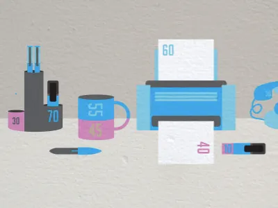 Desk Stats blue desk illustration statistics vector