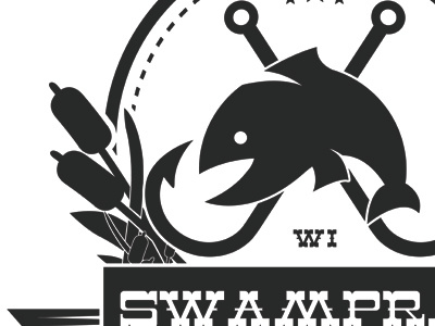 Fish branding design fish hook logo outdoors ribbon swamp