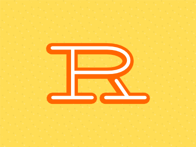 P R color dots orange p r shadow white