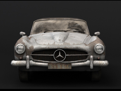 benz 190 sl 3d game maya modeling photoshop rendering texturing