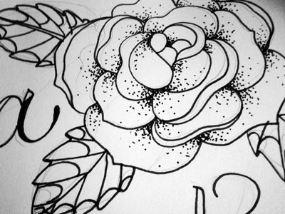 Rose illustration lettering pen tattoo