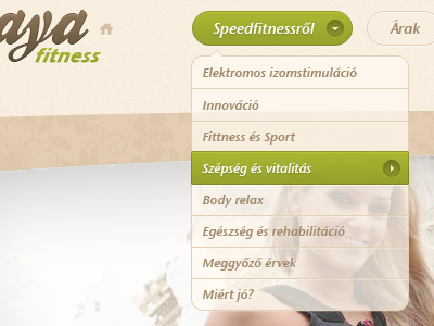 maya fitness navigation and submenu arrow brown design fitness green layout maya nav navigation studio submenu web