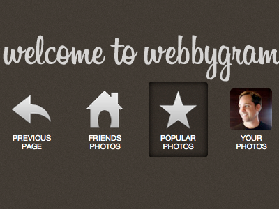 Hover state of new Webbygram welcome screen webbygram