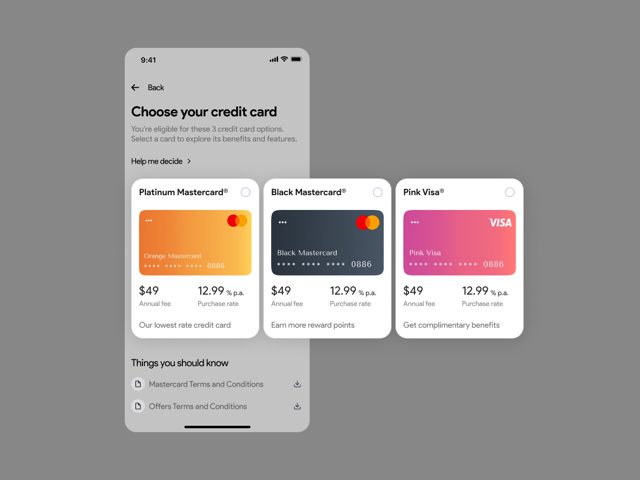 Credit card carrousel selection interaction by Nata on Dribbble