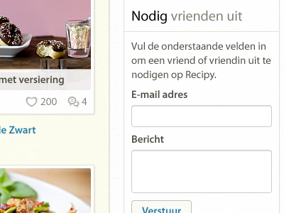 Recipe website add friend food list recipe white yellow